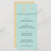 Crème Linnen Blauwe Palm Bomen Bruiloft Menu (Voorkant / Achterkant)