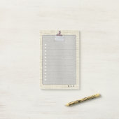 Crème linnen klembord post-it® notes (Op bureau)