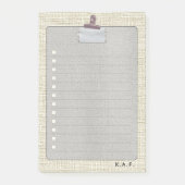 Crème linnen klembord post-it® notes (Voorkant)