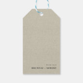 Crème linnen Simple Script Welkom Trouwcadeautag Cadeaulabel (Achterkant)