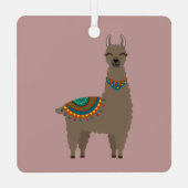 Crème Llama Metalen Ornament (Achterkant)