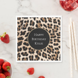 Crème Luipaard Dier Glitter Frame Servet