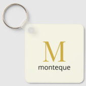 Crème Luxe Persoonlijk Monogram Geschenk Voor Haar Sleutelhanger (Voorkant)
