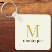 Crème Luxe Persoonlijk Monogram Geschenk Voor Haar Sleutelhanger (Voorkant)