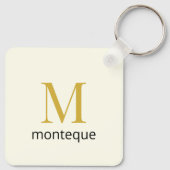 Crème Luxe Persoonlijk Monogram Geschenk Voor Haar Sleutelhanger (Achterkant)