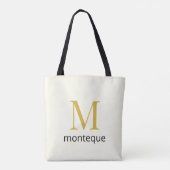 Crème Luxe Persoonlijk Monogramcadeau voor haar Tote Bag (Achterkant)
