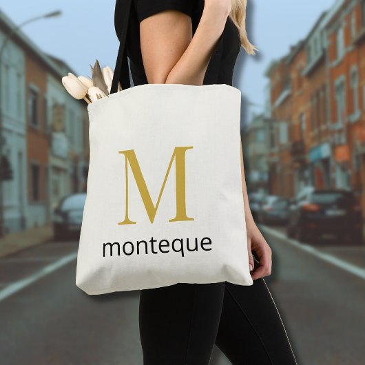 Crème Luxe Persoonlijk Monogramcadeau voor haar Tote Bag