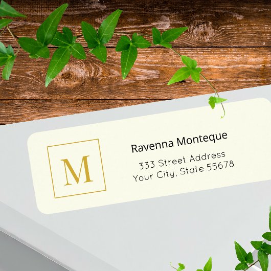Crème Luxe Serif Gepersonaliseerd Monogram Etiket