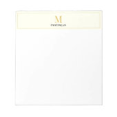 Crème Luxe Serif Persoonlijk Monogram Notitieblok (Voorkant)