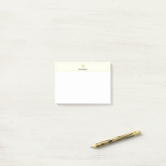 Crème Luxe Serif Persoonlijk Monogram Post-it® Notes (Op bureau)