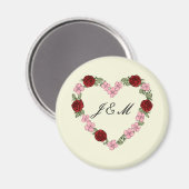 Crème magneet met roze en rode harten (Voorkant / Achterkant)