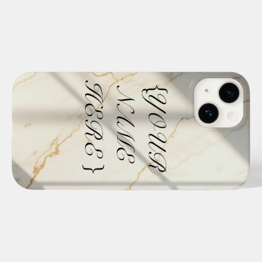 Crème Marble Monogram Barely There iPhone Hoesje (Achterkant (horizontaal))