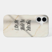 Crème Marble Monogram Slim Fit iPhone 16 Hoesje (Achterkant horizontaal)