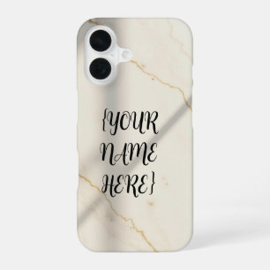 Crème Marble Monogram Slim Fit iPhone 16 Hoesje