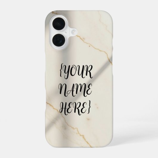 Crème Marble Monogram Slim Fit iPhone 16 Hoesje (Achterkant)