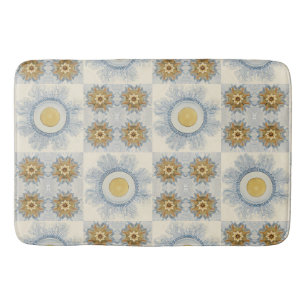 Crème Mariene Botanische Dambord Patroon Badmat