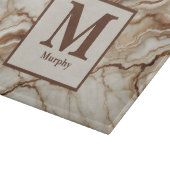 Crème Marmer & Bruine Vene Monogram Snijplank (Hoek)