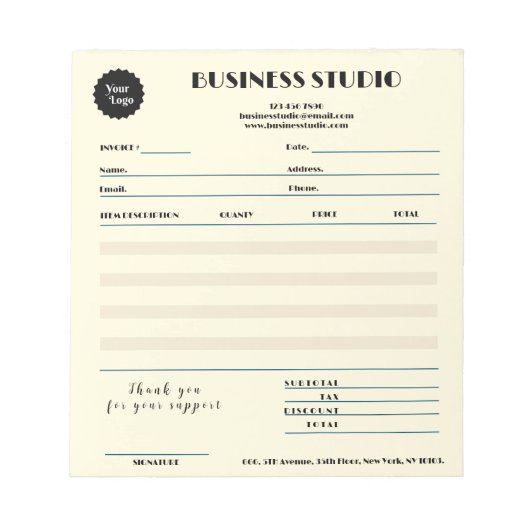 Crème Marmeren Factuur Verkoopbon Kleine Bedrijven Notitieblok (Voorkant)