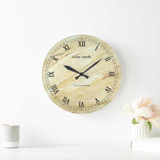 Crème marmeren namaak afwerking ronde wandklok (Huis)