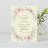 Crème Mauve Ranunculus Eucalyptus Bruiloft Kaart (Staand voorkant)