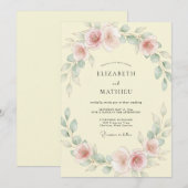 Crème Mauve Ranunculus Eucalyptus Bruiloft Kaart (Voorkant / Achterkant)