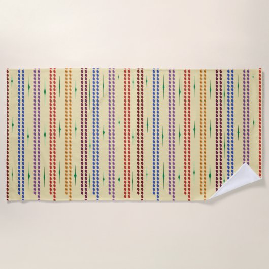 crème met gekleurde strepen strandlaken (Voorkant)