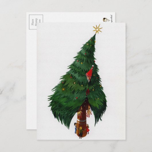 crème met kerstboom briefkaart (Voorkant / Achterkant)