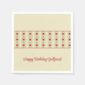 Crème met roze en groen patroon servet (Voorkant)