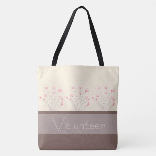 crème met roze Floral Tote Bag (Voorkant)