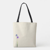 Crème met Waterverf Paarse & Blauwe Iris Tote Bag (Achterkant)