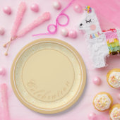 crème met witte Floral Papieren Bordje (Feest)