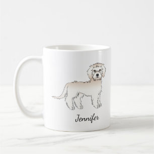 Crème Mini Goldendoodle Cartoon Hond & Naam Koffiemok