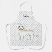 Crème Mini Goldendoodle Cartoon Hond & Naam Schort (Voorkant)