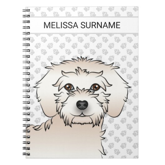 Crème Mini Goldendoodle Cartoon Hond & Tekst Notitieboek (Voorkant)