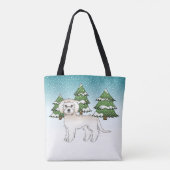 Crème Mini Goldendoodle Hond In Een Winterbos Tote Bag (Achterkant)
