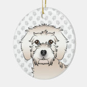 Crème Mini Goldendoodle Mopshoofd Keramisch Ornament (Links)