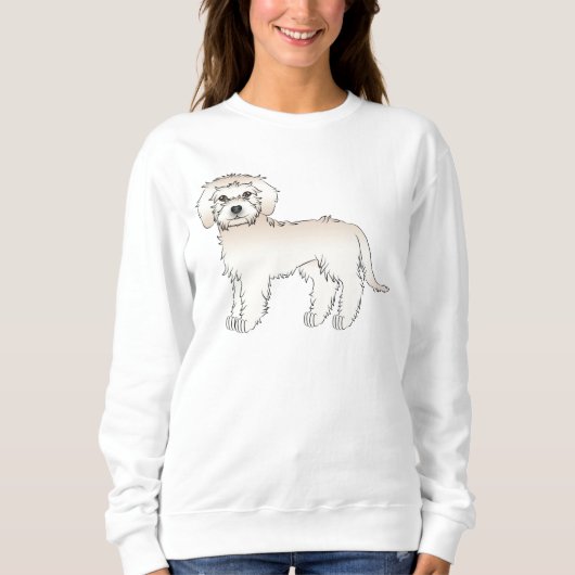 Crème Mini Goldendoodle Schattige Cartoon Hond Trui (Voorkant)