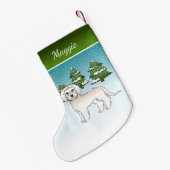 Crème Mini Goldendoodle - Winterbos & Naam Kleine Kerstsok (Achterkant (Hangend))