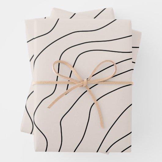 Crème minimaal Abstracte lijnen Inpakpapier Vel (In situ)
