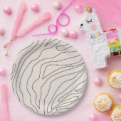 Crème minimaal Abstracte lijnen Papieren Bordje (Feest)