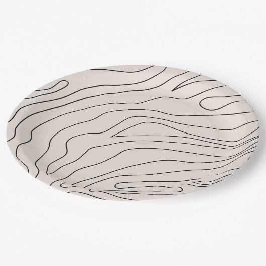Crème minimaal Abstracte lijnen Papieren Bordje (Gekanteld)