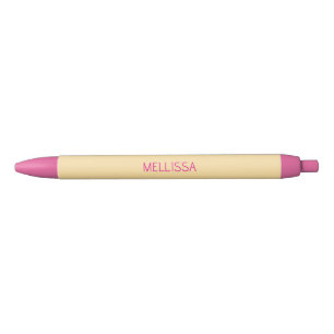 Crème minimalist eigen naam zwarte inkt pen