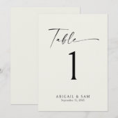 Crème Minimalistisch Tafelnummer voor Huwelijk (Voorkant / Achterkant)