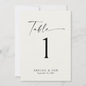 Crème Minimalistisch Trouwtafel Nummer Kaart (Voorkant)