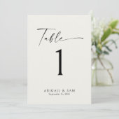 Crème Minimalistisch Trouwtafel Nummer Kaart (Staand voorkant)