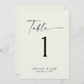 Crème Minimalistisch Trouwtafel Nummer Kaart (Voorkant / Achterkant)