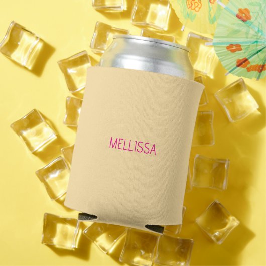 Crème minimalistische aangepaste naam blikjeskoeler (Insitu Zomer)