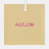 Crème minimalistische aangepaste naam glas ornament (Achterkant)