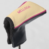 Crème minimalistische aangepaste naam golfheadcover (3/4 voorkant)