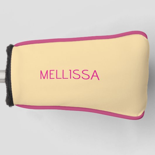 Crème minimalistische aangepaste naam golfheadcover (Voorkant)